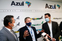 O Paraná será o Estado brasileiro com maior número de destinos cobertos pela Azul a partir de 2022. Onze cidades terão novas linhas operadas pela companhia e outras quatro terão suas operações retomadas após terem sido paralisadas durante a pandemia. O anúncio foi realizado nesta terça-feira (19) em um encontro de representantes da companhia com o governador Carlos Massa Ratinho Junior em Campinas (SP), na universidade corporativa da empresa, a Uniazul. Foto: Jonathan Campos/AEN