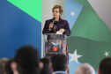 O vice governador Darci Piana e o  secretário de Justiça, Família e Trabalho, Ney Leprevost assinam  nesta quarta-feira  (27) termo de repasse ao Cedca aos municípios,  no Palacio Iguacu.  Na foto, vice-presidente do Conselho Estadual dos direitos da Criança e do adolescente, Angela Mendonça.  Curitiba, 27/10/2021 -  Foto: Geraldo Bubniak/AEN