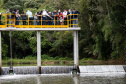 O governador Carlos Massa Ratinho Junior inaugurou nesta quinta-feira (28) a obra de transposição do rio Capivari para a Bacia do Iraí, em Colombo, na região metropolitana de Curitiba. Foto: Jonathan Campos/AEN