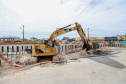 Trânsito em Matinhos continua com desvios durante obra de duplicação da PR-412. Foto: Geraldo Bubniak/AEN