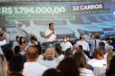   O governador Carlos Massa Ratinho Junior entregou nesta sexta-feira (29) mais 52 automóveis para reforço da frota da saúde em 22 municípios da 19ª Regional de Jacarezinho, no Norte Pioneiro. Os carros serão utilizados para atendimento domiciliar dentro da Estratégia da Saúde da Família (ESF). Foto: Jonathan Campos/AEN