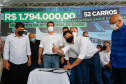   O governador Carlos Massa Ratinho Junior entregou nesta sexta-feira (29) mais 52 automóveis para reforço da frota da saúde em 22 municípios da 19ª Regional de Jacarezinho, no Norte Pioneiro. Os carros serão utilizados para atendimento domiciliar dentro da Estratégia da Saúde da Família (ESF). Foto: Jonathan Campos/AEN