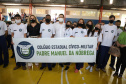 O governador Carlos Massa Ratinho Junior entregou nesta quinta-feira (04) mais 1.837 kits de uniformes para três colégios estaduais cívico-militares (CECM) de Umuarama, no Noroeste do Paraná. Foto:  Umuarama, 04/11/2021 - Foto: Ari Dias/AEN