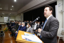 O governador Carlos Massa Ratinho Junior recebeu nesta sexta-feira (5) o título de “Benfeitor do Oeste”. A homenagem é dos prefeitos que integram a Associação dos Municípios do Oeste do Paraná foi conferida durante a 15ª edição do maior evento da imprensa da região, o Prêmio Amop de Jornalismo. 
Foto Gilson abreu/AEN
