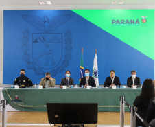 O governador Carlos Massa Ratinho Junior e secretários de Estado apresentam nesta sexta-feira (26), em conjunto com a Polícia Rodoviária Federal, detalhes do plano de operação para o fim da concessão das rodovias paranaenses, que ocorre neste final de semana.  - 26/11/2021