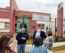 O secretário da Justiça, Família e Trabalho, Ney Leprevost, e o prefeito de Ibaiti, Antonely Carvalho, inauguraram nesta quinta-feira (11) um novo Centro de Referência da Assistência Social (Cras) no município. Foto: SEJUF