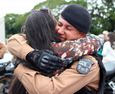 Policiais militares se formam no curso de rondas ostensivas com motocicletas. Foto:PMPR