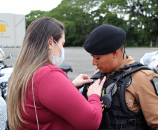 Policiais militares se formam no curso de rondas ostensivas com motocicletas. Foto:PMPR