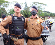 Policiais militares se formam no curso de rondas ostensivas com motocicletas. Foto:PMPR