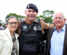 Policiais militares se formam no curso de rondas ostensivas com motocicletas. Foto:PMPR