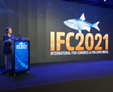 Abertura oficial da III International Fish Congress & Fish Expo Brasil 2021, que se realiza até sexta-feira (26) em Foz do Iguaçu. Foto:SEAB