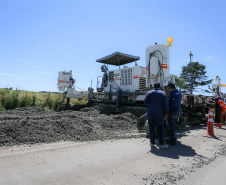 Pavimentação em concreto ca PRC-280 avança 1 Km por dia.