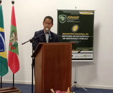 O Secretário da Segurança Pública do Paraná, Romulo Marinho Soares, participou nesta quarta-feira (08/11) do I Encontro Nacional de Gestores de Estatística de Segurança Pública. - Florianópolis, 09/12/2021