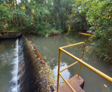 Rio Girau, em Dois Vizinhos, que teve queda acentuada na vazão