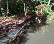 Rio Girau, em Dois Vizinhos, que teve queda acentuada na vazão