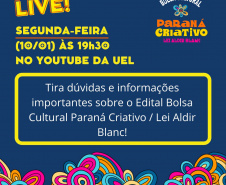 UEL promove live nesta segunda para tirar dúvidas sobre edital Bolsa Cultural Paraná Criativo