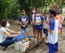 Aula prática de compostagem na Ilha do Mel