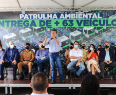 Governador Carlos Massa Ratinho Junior entrega mais 63 veículos da Patrulha Ambiental - Curitiba, 09/02/2022