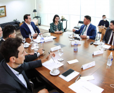 Governador Carlos Massa Ratinho Junior durante reunião com executivos do Grupo Softbank - Curitiba, 22/03/2022