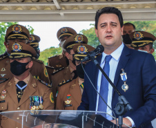 Governador Carlos Massa Ratinho Junior participa da solenidade de 51 anos da Academia Policial Militar do Guatupê - Curitiba, 08/03/2022