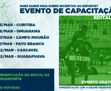 Paraná Esporte realiza eventos de capacitação para inscrição de projetos no Proesporte