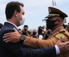 Governador Carlos Massa Ratinho Junior participa da solenidade de 51 anos da Academia Policial Militar do Guatupê - Curitiba, 08/03/2022