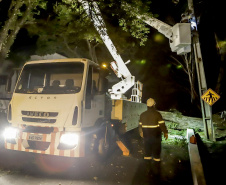 eEquipes da Copel foram convocadas neste domingo (24) para ajudar no trabalho de recomposição da rede de energia danificada nas cidades mais afetadas pelas chuvas, acompanhadas de fortes rajadas de vento, na noite de sexta-feira (22) e madrugada de sábado (23). - Curitiba, 24/04/2022