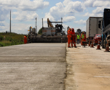 Obras de pavimentação em concreto na PRC-280, em Palmas