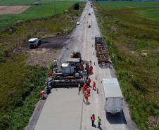 Obras de pavimentação em concreto na PRC-280, em Palmas