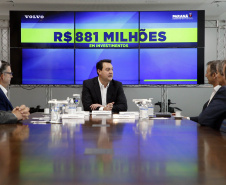 Governador Carlos Massa Ratinho Junior, recebeu representantes da empresa Volvo, que anunciaram investimentos de R$ 881 milhões na fabrica de Curitiba - 