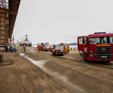 Exercício simulado mobiliza Portos do Paraná contra incêndios em shiploader