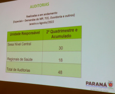 A Secretaria de Estado da Saúde (Sesa) apresenta o relatório detalhado de contas do 2º quadrimestre de 2022 nesta quarta-feira (26) na Assembleia Legislativa do Paraná (Alep).