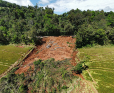 PR-182 Salgado Filho DER/PR inicia trabalhos para restaurar trecho da PR-182 interditado após deslizamento 