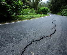 Estrada da Graciosa permanece bloqueada; DER monitora área afetada pelas chuvas 