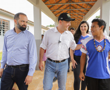 O governador Carlos Massa Ratinho Junior inaugurou nesta quinta-feira (2) a obra de ampliação do  Colégio Estadual Indígena Cacique Gregório Kaekchot, em Manoel Ribas, no Centro do Estado.