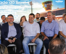  O governador Carlos Massa Ratinho Junior anunciou o início da usina fotovoltaica no aeroporto de Maringá.