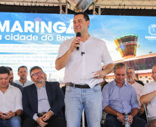  O governador Carlos Massa Ratinho Junior anunciou o início da usina fotovoltaica no aeroporto de Maringá.