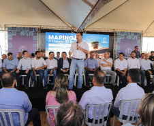  O governador Carlos Massa Ratinho Junior anunciou o início da usina fotovoltaica no aeroporto de Maringá.