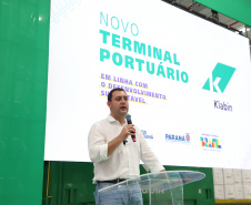 Governador Carlos Massa Ratinho Junior na inauguração do Terminal Portuário da Klabin em Paranaguá