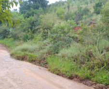 DER está com maquinário mobilizado na PR-090, em trecho atingido por queda de barreira 