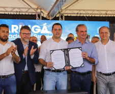  O governador Carlos Massa Ratinho Junior anunciou o início da usina fotovoltaica no aeroporto de Maringá.