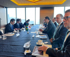 O governador Carlos Massa Ratinho Junior participou de uma série de agendas com empresários em Tóquio, no Japão, nesta quarta-feira (08).