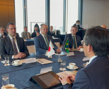 O governador Carlos Massa Ratinho Junior participou de uma série de agendas com empresários em Tóquio, no Japão, nesta quarta-feira (08).