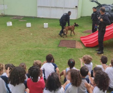  Em parceria com a Secretaria Municipal de Educação, Polícia Penal auxilia em projeto educativo sobre fauna em CMEIs de Maringá