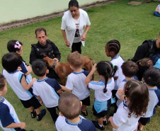  Em parceria com a Secretaria Municipal de Educação, Polícia Penal auxilia em projeto educativo sobre fauna em CMEIs de Maringá