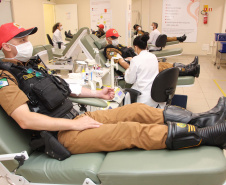 Maio Amarelo: policiais militares doam sangue para conscientização da população sobre acidentes no trânsito