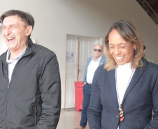 Flávia Arantes do Nascimento, que é uma das filhas de Pelé, visitou nesta sexta-feira (12) as obras de construção das pistas de skate anexas ao Ginásio do Tarumã, em Curitiba.
