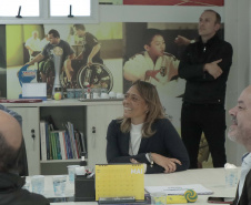 Flávia Arantes do Nascimento, que é uma das filhas de Pelé, visitou nesta sexta-feira (12) as obras de construção das pistas de skate anexas ao Ginásio do Tarumã, em Curitiba.