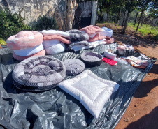 Polícia Penal doa camas e roupas pet produzidas com resíduos têxteis a abrigo de resgate de animais