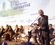 18ª edição, o Festival das Cataratas promoveu, na noite desta quarta-feira (31), no Hotel Recanto Cataratas, a solenidade de abertura do evento. Contou com a participação do governador do Paraná, Carlos Massa Ratinho Junior, Daniela Carneiro, ministra de Turismo do Brasil, e Sofía de Montiel de Afara, ministra do Turismo do Paraguai.